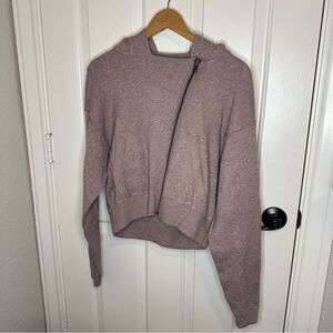 Free People Mauve Asymmetrical Zipper Knit Jacket Sz XS Lagonlook Chic Preppy